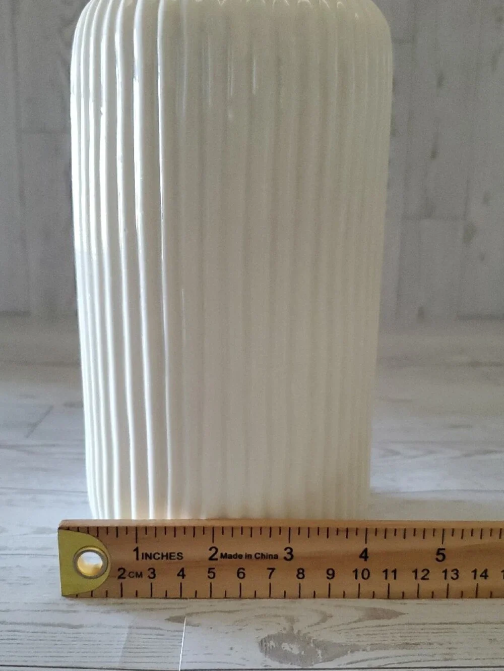 White Ribbed Ceramic Vase